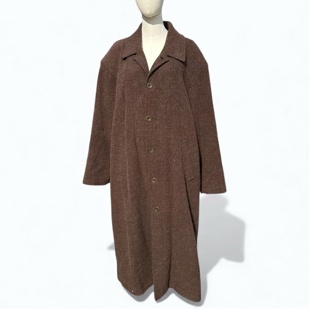 Vintage 90s The Territory Ahead Wool Alpaca Long Coat Brown Minimalist Academia